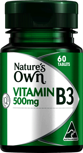 Natures Own Nicotinamide Vitamin B3 500mg Tablets 60