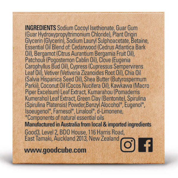 Good Cube 5in1 Multitasker Shampoo Bar Ingredients