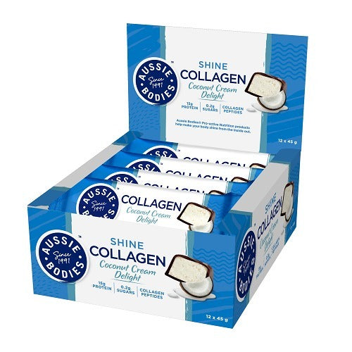 Aussie Bodies Shine Collagen Bar Coconut Cream Delight 45g x 12