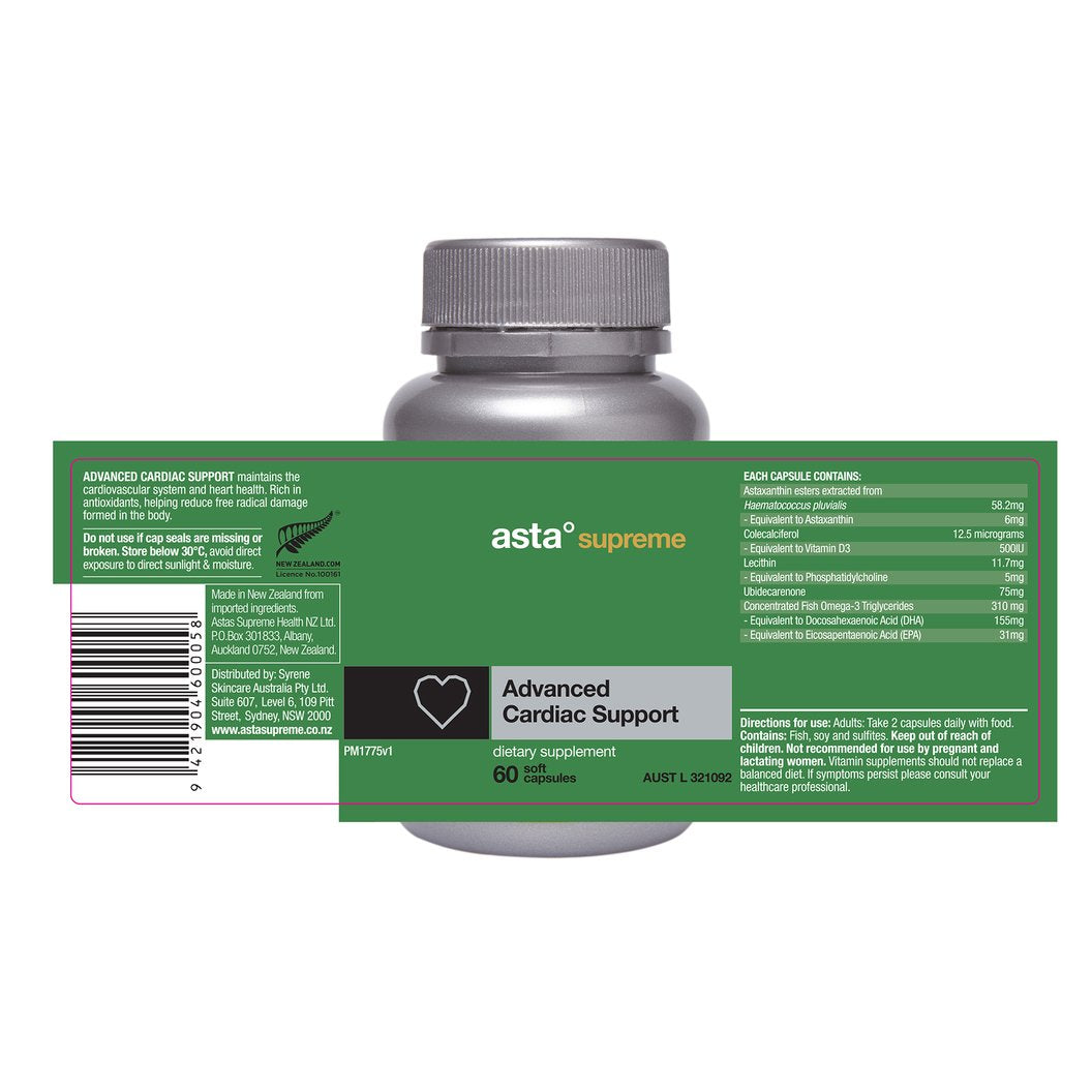 Asta Supreme Advanced Cardiac Support Label