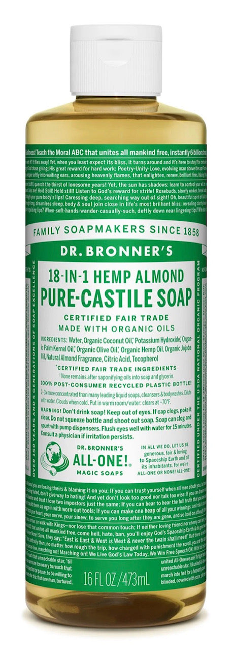 Dr Bronner's 18-in-1 Hemp Almond Pure Castile Soap 473ml