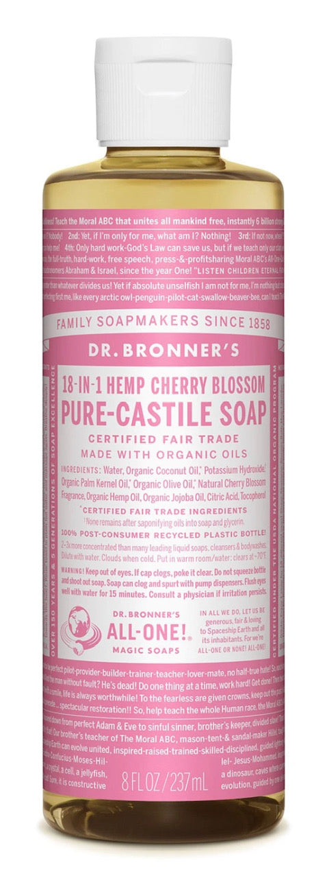 Dr Bronner's 18-in-1 Hemp Cherry Blossom Pure Castile Soap 237ml
