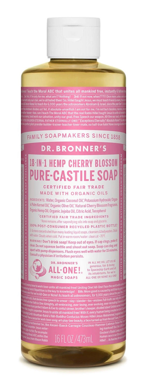 Dr Bronner's 18-in-1 Hemp Cherry Blossom Pure Castile Soap 473ml