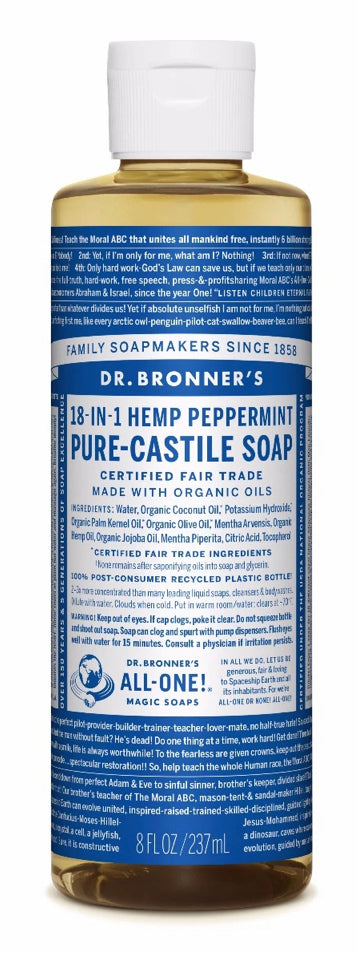 Dr Bronner's 18-in-1 Hemp Peppermint Pure Castile Soap 237ml