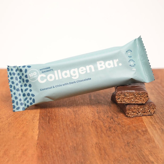 Nothing Naughty Collagen Bar- Coconut & Chia with Dark Chocolate