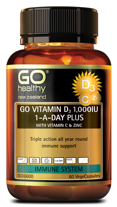 Go Healthy Go Vitamin D3 1000IU 1-A-Day Plus Vitamin C & Zinc VegeCapsules 60