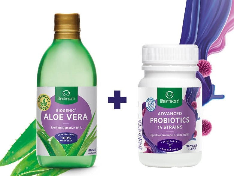 Lifestream Aloe Vera 500ml + Lifestream Advanced Probiotics Capsules 30 Combo