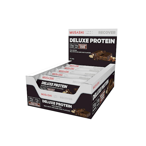 Musashi Deluxe Protein Bar Triple Choc Caramel Flavour x 12
