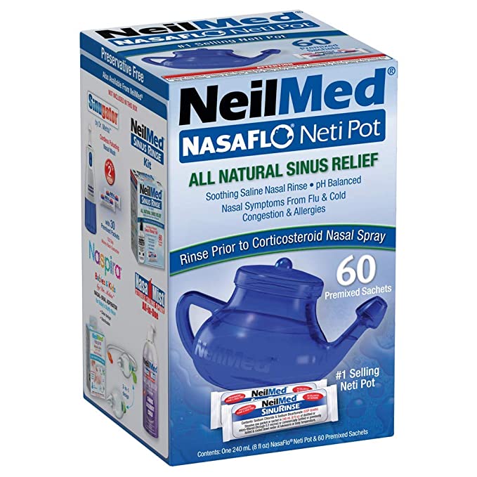NeilMed Sinus Rinse NasaFlo Neti Pot and Sachets 60