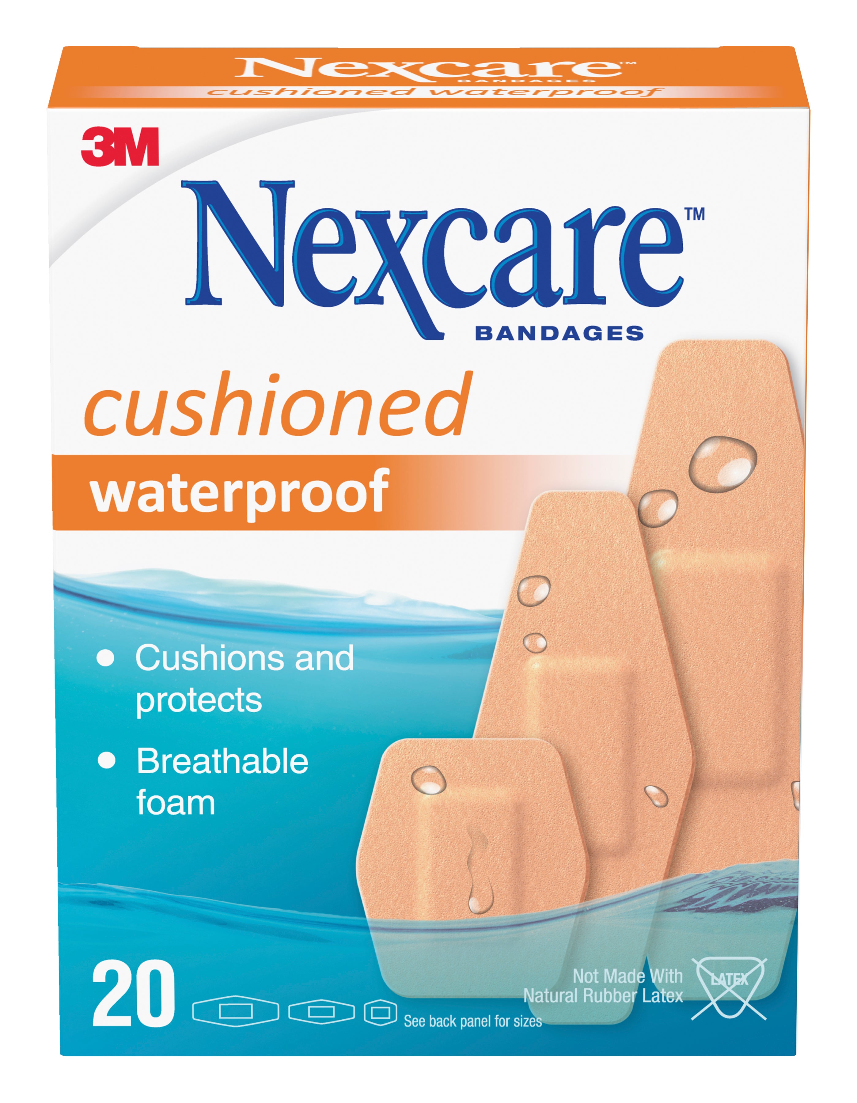 Nexcare Cushioned Waterproof Assorted Bandages 20