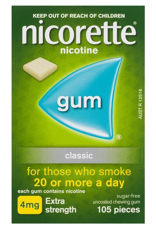 Nicorette Nicotine Gum 4mg Classic 105