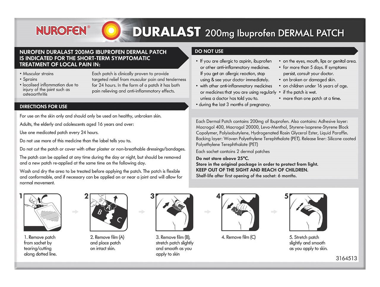 Nurofen Duralast 200mg Ibuprofen Dermal Patches