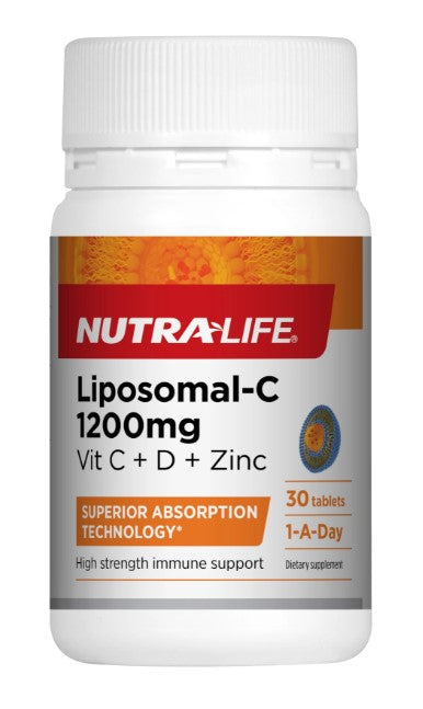 Nutra-Life Liposomal-C 1200mg Vit C + D + Zinc Tablets 30