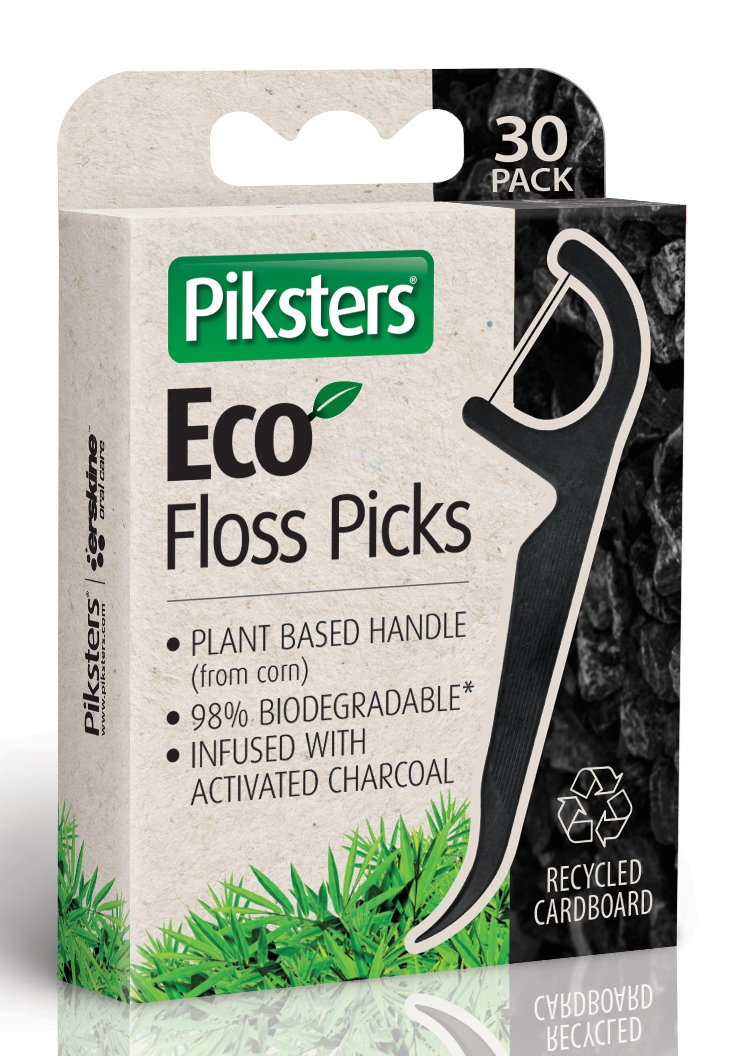Piksters Eco Charcoal Floss Picks 30