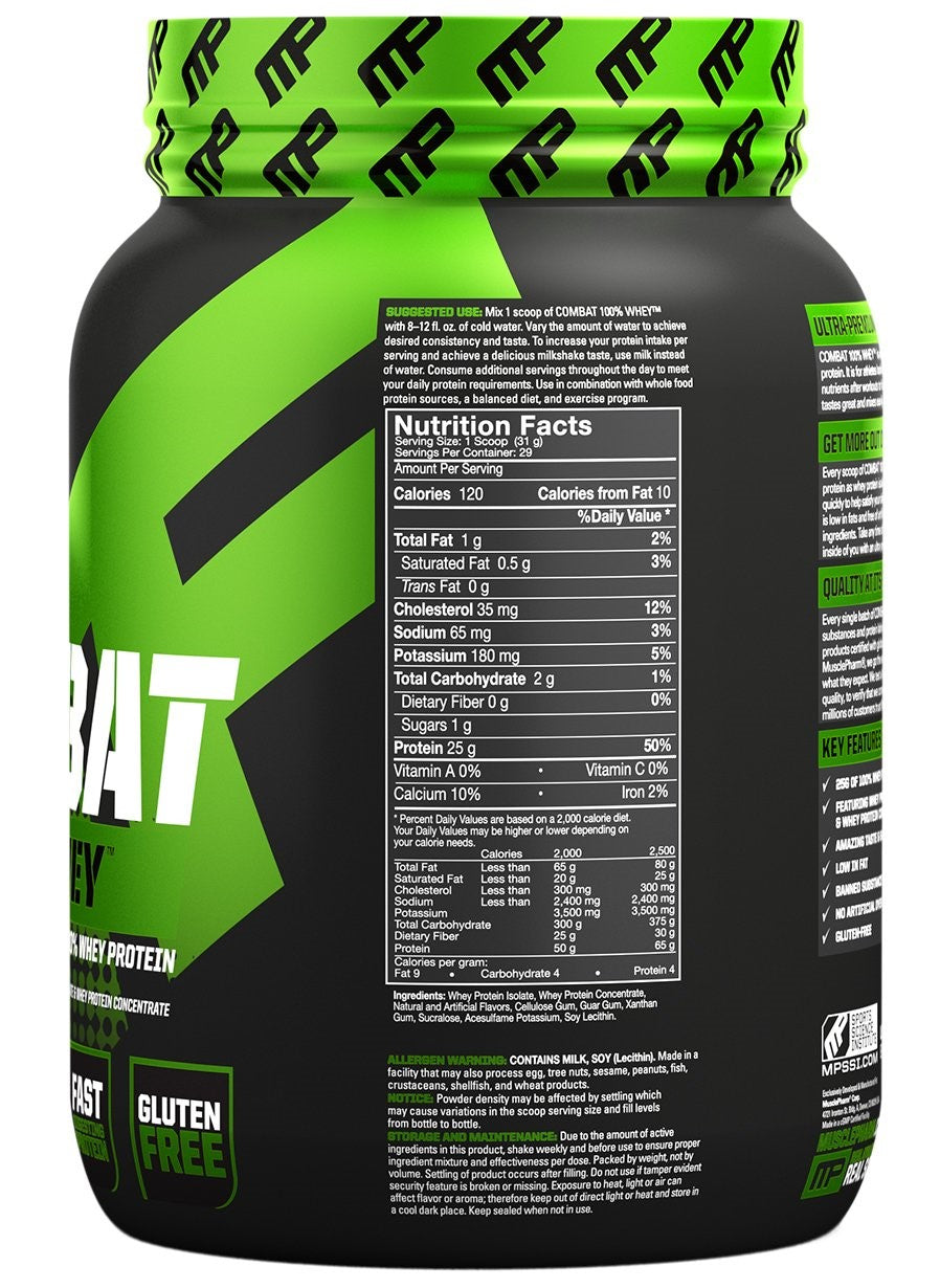 MusclePharm Combat 100% Whey Nutritional Fact