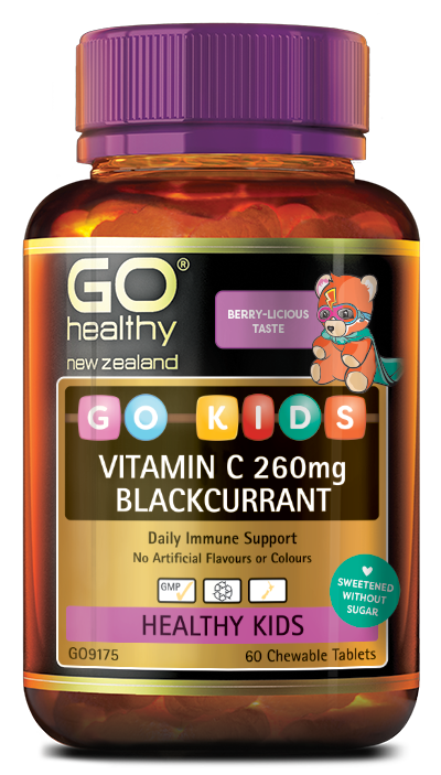 Go Healthy Go Kids Vitamin C 260mg Blackcurrant Chewable Tablets 60