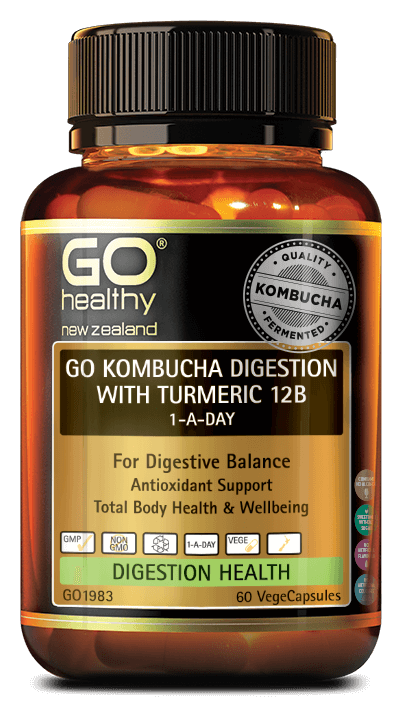Go Healthy Kombucha Digestion with Turmeric 12B VegeCapsules 60